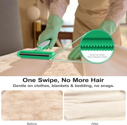 4-in-1 Pet Hair Remover & Lint Tool, Reusable Carpet Cleaner for Dog & Cat Fur - Safe for Couch, Clothes, Rugs & Car Mats - Portable Detailer with 4 Modes for Deep Cleaning & Delicate Fabrics