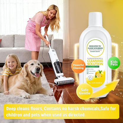 Floor Cleaning Solution Compatible with Tineco – Lemon Floor Cleaner – Long-Lasting, Zesty Scent – For All Cordless Wet/Dry Vacuum Mop Cleaner & Robot Vacuums with Mopping (2 Bottle)