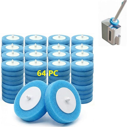 64 Count Value Pack: Disposable Toilet Brush Heads with Pre-Loaded Cleaner | KZKR Toilet Bowl Wand Refills for Bathroom Cleaning | Bulk Economy Pack