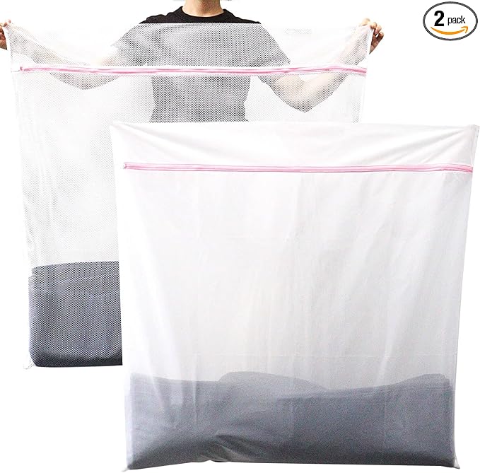 Extra Large Mesh Laundry Bags Washing Bag 2Pack Delicates Bag and Zipper Laundry Bag Jumbo for Washing Machine Large Mesh Bags for Blankets, Bedding, Coats, Toys (2PCS-XXXL)