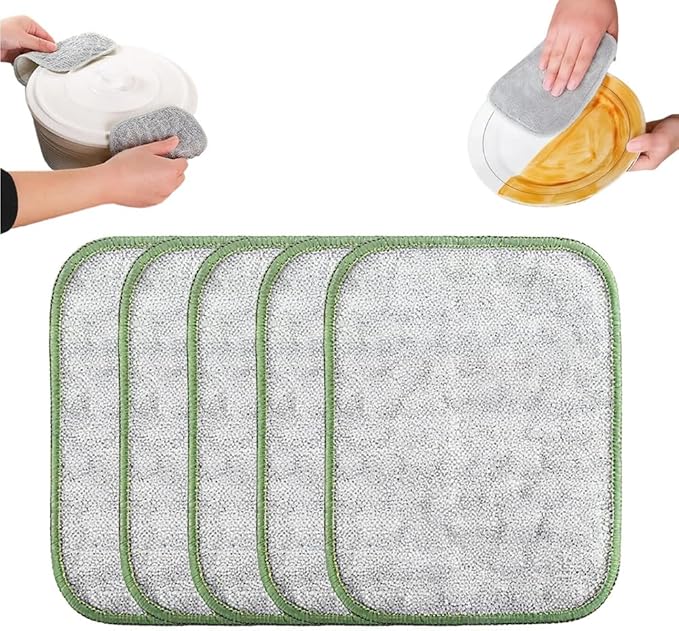 Multipurpose Steel Wire Cleaning Cloth - Double-Sided Scrub Rag for Kitchen Pots Pans Wet Dry (5)