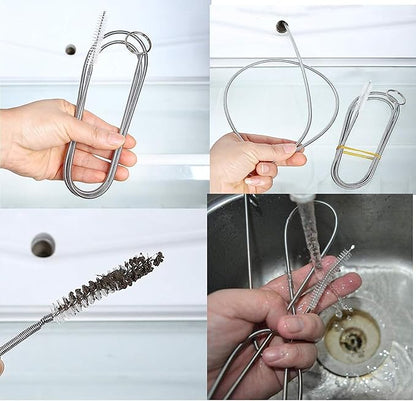 1 Pack 61 Inch Long Pipe Cleaner Flexible Tube Cleaning Brush Fridge Cleaning Tool,Stainless Steel Kitchen Drain Tube Cleaning Brushes Sink Fridge Skinny Pipe Drain Dredge Cleaning Tool