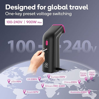 Mini Travel Steamer for Clothes,110-240V Portable Dual Voltage Steamer & Iron 2 In 1,Integrated 170ml Tank 25s Fast Heat,1.2lbs Travel Size Fabric Iron,Handheld Steaming Wrinkles Remover For Garments
