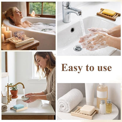 30 Pcs Bamboo Wood Soap Holder Savers Bulk, Wooden Shower Soap Dish Bulk, Wooden Soaps Dish Tray, Self Draining Dishes Handcraft Tray for Bathroom Kitchen Home(Natural Color & Charcoal)