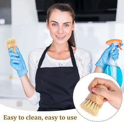 6 Packs Bamboo Dish Scrub Brushes Wok Brush Dish Scrubber Brush Kitchen Dishwashing Scrubber with Natural Bristles Bamboo Scrub Brush for Cleaning Pans, Pots, Sink