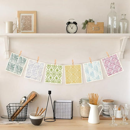 Morigins Swedish Kitchen Towel Set Reusable Kitchen Towel Set Absorbent Cellulose Sponge Cloth 8 Pack Set Biodegradable Ideal for Household Kitchen Cleaning