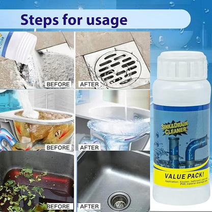 2Pcs Wild Tornado Pipe Dredge,Powerful Sink and Drain Cleaner Powder,For Quick Foaming Cleaning Agent For Kitchen, Bathroom & Toilet Pipes (2)