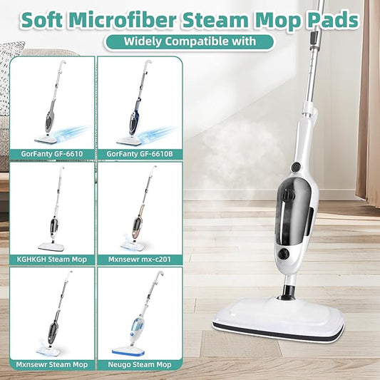 LOVECO 4 Pack Steam Mop Pads Compatible with Mxnsewr MX-C021, GorFanty GF-6610B/GF-6610 & Neugo NE033/NE033M Steam Mop, etc. Washable Microfiber Steam Mop Replacement Pads for Scratch-Free Deep Clean
