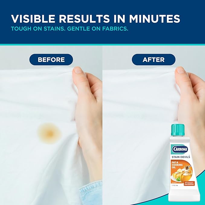 Carbona Stain Devils® #5 | Fat & Cooking Oil | Professional Strength Laundry Stain Remover | Multi-Fabric Cleaner | Safe Formula | 1.7 Fl Oz, 3 Pack