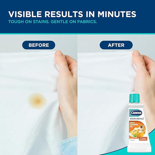 Carbona Stain Devils® #5 | Fat & Cooking Oil | Professional Strength Laundry Stain Remover | Multi-Fabric Cleaner | Safe Formula | 1.7 Fl Oz, 3 Pack