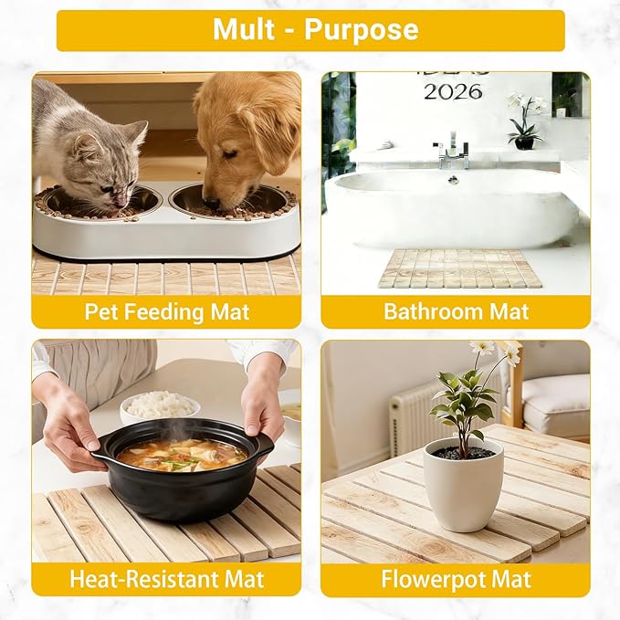 Dish Drying Mats, Large 24x16 Inch Diatomaceous Earth Drying Mat / Fast-Absorbing,Non-Slip Stone Drying Mat For Kitchen Counter / Eco-Friendly for Dishes(Dark wood grain)