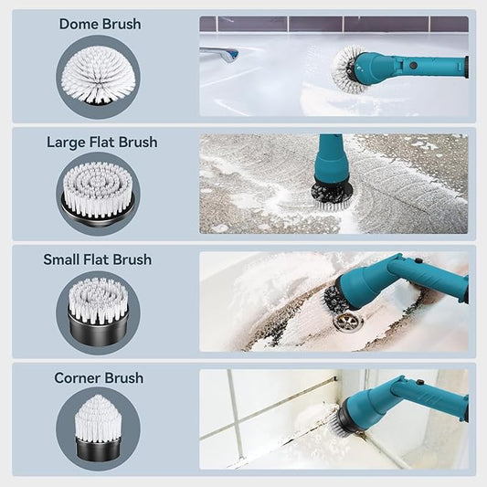 4 Replaceable Brush Heads for Uaoaii 21V Electric Spin Scrubber, Cordless Shower Scrubber Replacement Brushes for Bathrooms, Kitchens, Floors, Tiles, Tubs Cleaning