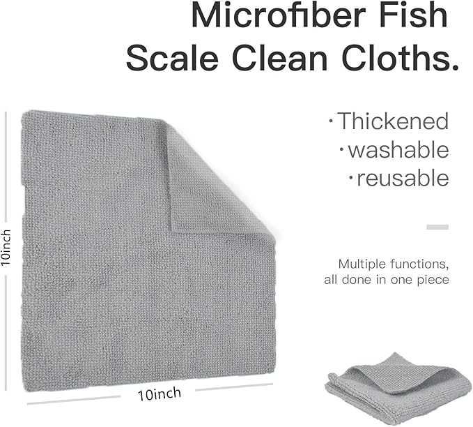 Microfiber Cleaning Cloth Grey-20Pcs (8x8 in) All-Purpose Microfiber Towels，Scratch Proof & Lint Free Cloth