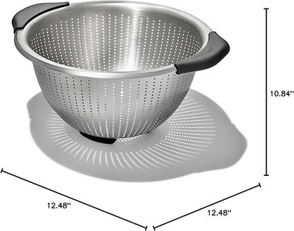 OXO Good Grips Stainless Steel Colander,5 qt. Capacity,Strainer with Non-Slip Handles,Kitchen Colander for Pasta and Vegetables,Nesting Stainless Steel Strainer and Sieve,(Pack of 12)