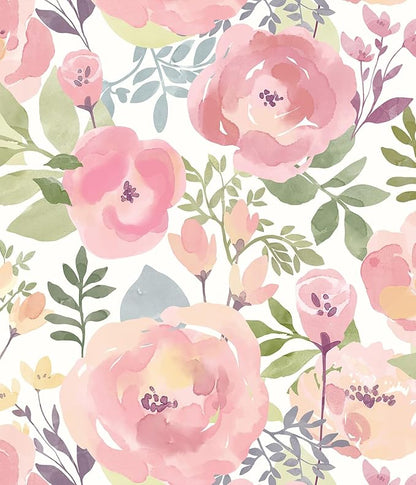 Orainege Floral Wallpaper Peel and Stick Wallpaper 16.9in x118.1in Peony Floral Contact Paper Removable Self Adhesive Wall Paper for Cabinets Walls Shelf Liner, Peachy
