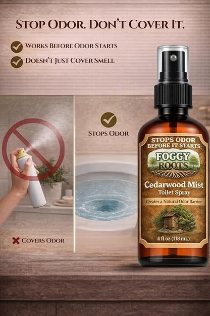 Cedarwood Pre-Poop Toilet Spray – Stops Odor Before It Starts, Bathroom Odor Eliminator for Toilet, 4 oz (200+ Uses) Travel, Home & Work