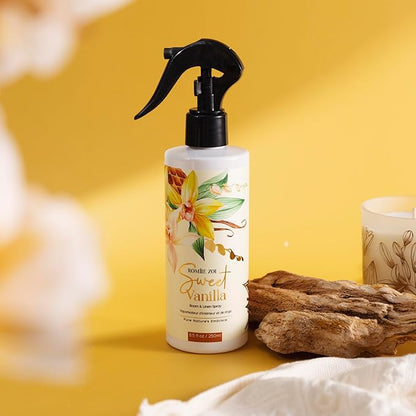 ROMIIE ZOI Linen & Room Air Freshener Spray Room Mist, with Natural Plant Extract, Scented Room Spray for Home Fragrance Fabric Spray Freshener Sweet Vanilla, 8.5 FL OZ