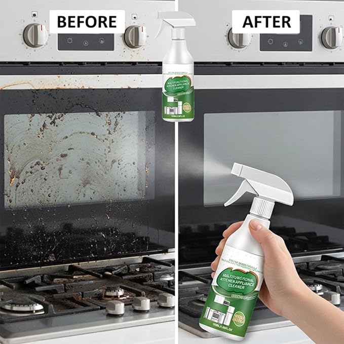 Multi-Purpose Enzyme Foam Cleaner Spray - Powerful Kitchen Appliance Degreaser for Range Hood, Oven & Countertop - Includes Streak-Free Cloth - 100ml (1Pcs)