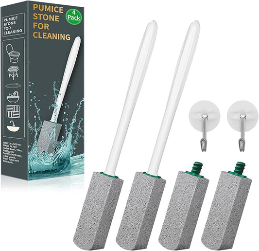 Pumice Stone Toilet Bowl Cleaner,Pumice Stone with 11.8 Inch Long Handle for Toilet,Bathtubs, Grills,Swimming Pools,Sinks Cleaning (4 Pack)