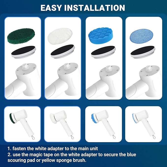 Replacement Brush Heads, 4-Pack Multi-Surface Spin Scrubber Heads for Cordless Electric Power Scrubber, Cleaning Pads for Bathroom, Kitchen, Tile, Bathtub, Car Detailing & Floor