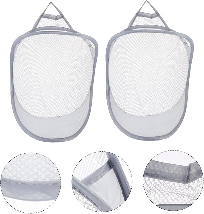 Unomor 2pcs Wall Mounted Folding Laundry Baskets Breathable Storage Organizer for Clothes and Toys Space-saving Sundries Basket for Home Use