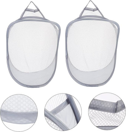 Unomor 2pcs Wall Mounted Folding Laundry Baskets Breathable Storage Organizer for Clothes and Toys Space-saving Sundries Basket for Home Use