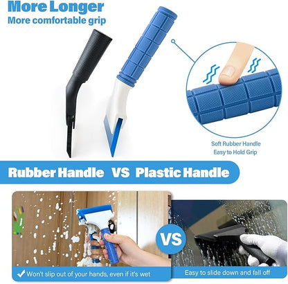 Gomake 2PCS Small Rubber Squeegee Window Shower Squeegee,Auto Water Blade Squeegee for Shower Glass Door,Car Windshield, Window, Mirror, Bathroom,Countertop Cleaning (Blue)