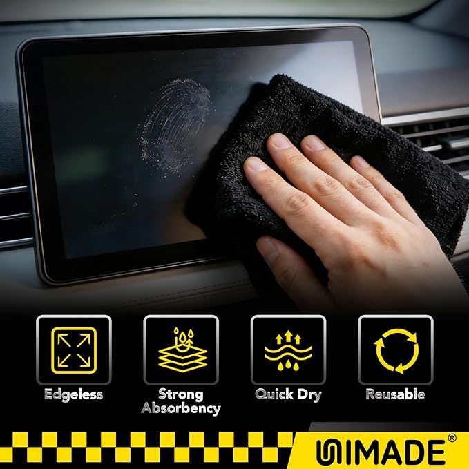 Microfiber Cleaning Cloth, 100 Pack Microfiber Towels for Cars Commercial Grade Work Rags Bulk Detailing Cloth for Automotive Bar Mechanic Restaurant Garage Housekeeping, 11.5"x 11.5", Black