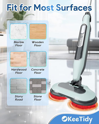 Steam Mop Replacement Brush Pads Compatible with Shark Steam and Scrub Mop S8201 S 70001 S8001 S7201 S7000 Series Reusable Mop Pad Head Nylon Bristle for Polishing Hard Floors, 2 Brushes+2 Pads