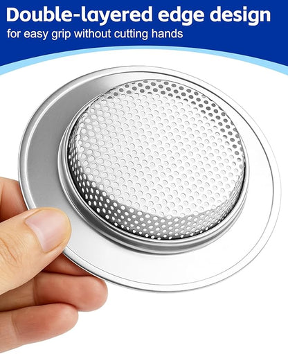 4-Pack Kitchen Sink Drain Strainer, Sturdy Stainless Steel, for Most Kitchen Sink, Effectively Catches Food Particles to Keep Drain Cleanliness, Ease of Cleaning, Outer Diameter 4.5 Inch
