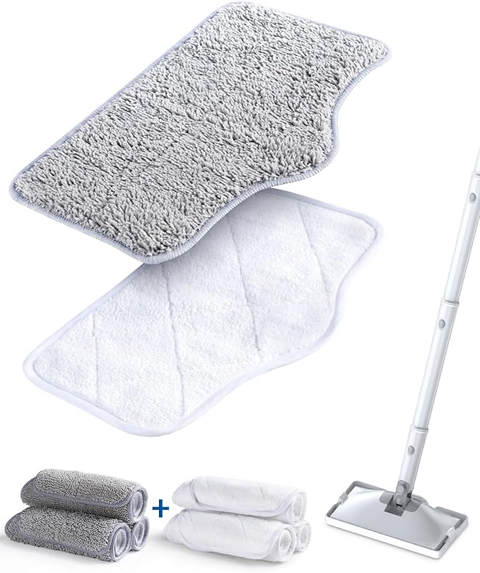 Steam Mop Replacement Pads - 6 Pack Machine Washable Microfiber Cloths, Reusable Cleaning Pads