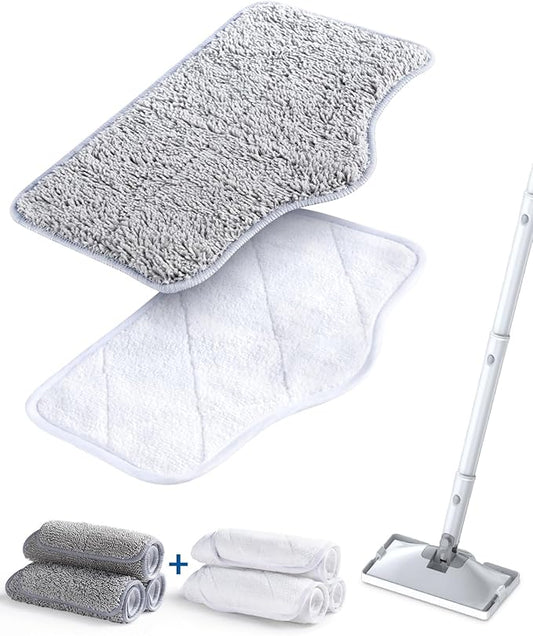 Steam Mop Replacement Pads - 6 Pack Machine Washable Microfiber Cloths, Reusable Cleaning Pads
