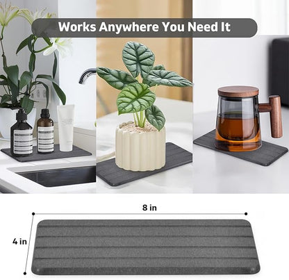 2 PCS Extra Large Stone Dish Drying Mat for Kitchen Counter, 28"×16" Marble Dish Drying Mat with 8"x 4" Coasters, Non - Slip Collapsible Absorbent Mat for Multi - Purpose, Match Any Countertop