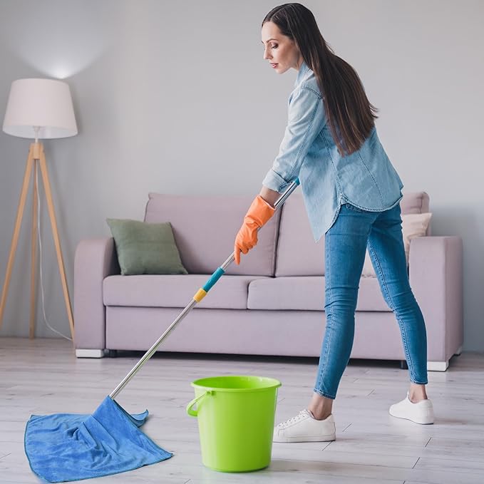 10 Pcs Extra Large Microfiber Cloth 30" x 20" Large Floor Microfiber Towel Reusable Washable Free Lint Free Cloth Rag for Squeegee Mop Floor Window Housekeeping (White,Yellow)