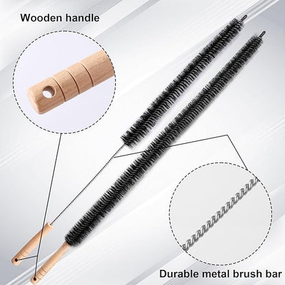 2pcs Bendable Radiator Brush, Include 1pcs Long Brush Head Radiator Dusters and 1pcs Long Handle Dryer Vent Lint Cleaners for Dryer Vents Refrigerator Coil Stair Rails Furniture