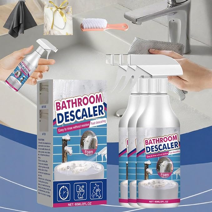 Bathroom Descaler Foam Cleaner, Bathroom Descaler Foam Cleaner Spray, All Purpose Rinse Cleaning Foams Spray, for Toilet Bath Shower Glass Sink Cleane (3, Pcs)
