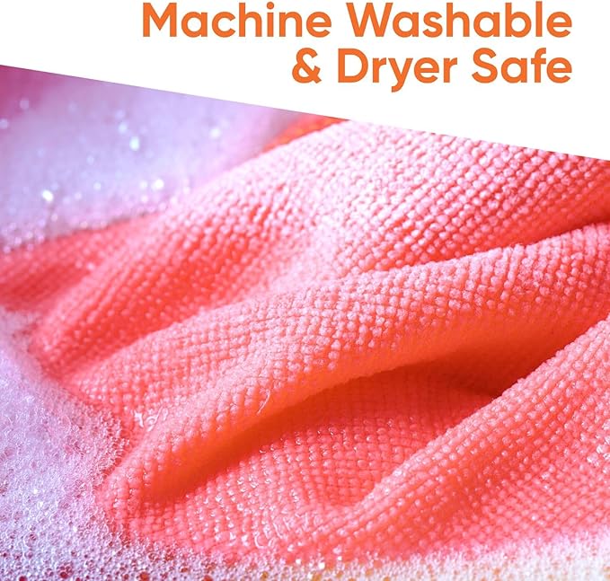 Superio Microfiber Cleaning Cloth for Cars, Kitchen Cleaning Cloths, 16" Micro Fiber Towels for House, Bathroom Absorbent All-Purpose Streak-Free lint-Free Wash Cloths (2 Pink, 2 Blue, 2 Orange)