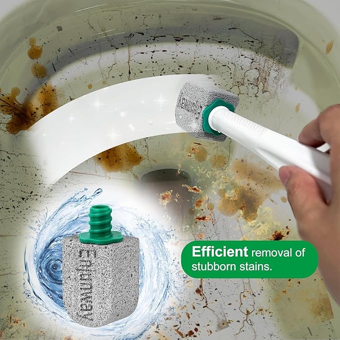 Pumice Stone Toilet Bowl Cleaner,Bathroom Cleaner Brush Toilet Wand Refills with 30CM Long Handle for Remove Hard Water Stains with 1 Wand+ Pumice Stones (20 Pack Stone)