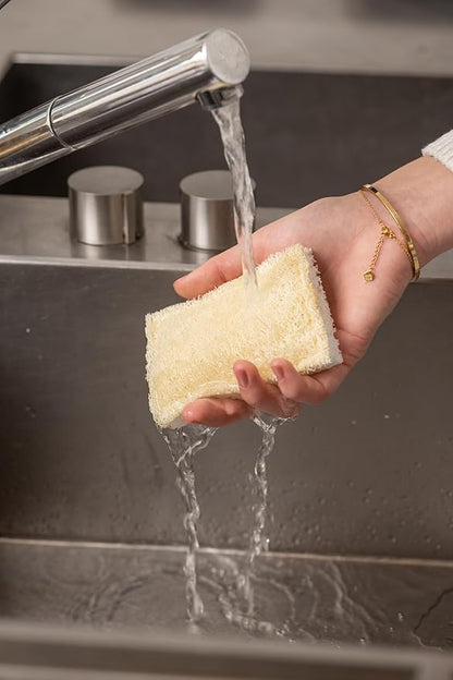 Full Circle 100% Plant-Based Loofah Sponges – Pack of 2 – Plastic-Free, Natural Sponge, No Microplastics, Safe for Nonstick Cookware.