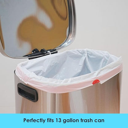 HygiCare 13 Gallon Tall Kitchen Trash Bags, Fresh Scent 200 Count Drawstring Garbage Bags, Pre-Separated, Odor Control, Ultra Strong, Leakproof, Sturdy, White