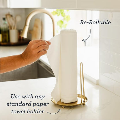 Esembly Paperless Towel Roll - Reusable Kitchen Towels 12-Pack Washable Cotton with Laundry Bag & Hook - Zero-Waste, Absorbent, Washable - Lattice