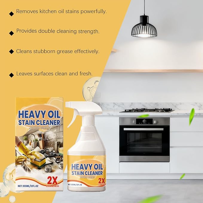 Kitchen Heavy Oil Cleaner Spray, 2026 New All Purpose Kitchens Heavy Oil Cleaning Agent, Grease Remover, All Purpose Kitchen Cleaner for Ovens Stovetops Countertops, for Stubborn Oil Stains (1PC)