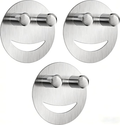 Yoshiky 3 Pack Stainless Steel Smiley Face Dish Sponge Holder, Silver Sink Caddy Organizer Storage with Suction Cup for Kitchen, Kitchen Accessories Decor Scrubber-Silver