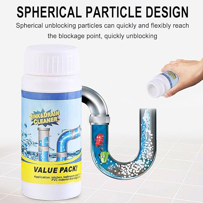 Sink and Drain Cleaner with Foaming Action, Deep Cleaning Toilet Bowl Cleaner, Prevents Future Clogs in Bathroom, Kitchen, Shower Drains, Regular Maintenance Solution (5)