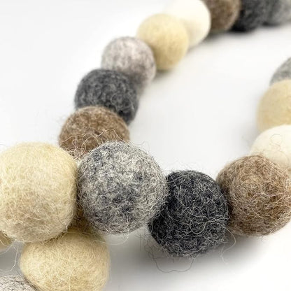 Garland Weathered Naturals Wool Felt Balls (50) Pom Poms in Neutral Earth Tones Including Grays and Browns for Decor .8 - 1 Inch Size | Hand Felted in Nepal from 100% NZ Wool | Bag Included