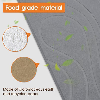 Snuggery Large Stone Drying Mat for Kitchen Counter - 24"x16" Dirt-Resistant Quick Drying Fast Absorbent Non-Slip Diatomite Mat, Natural Diatomaceous Earth Dish Drying Pad for Dish Rack(Dark Grey)
