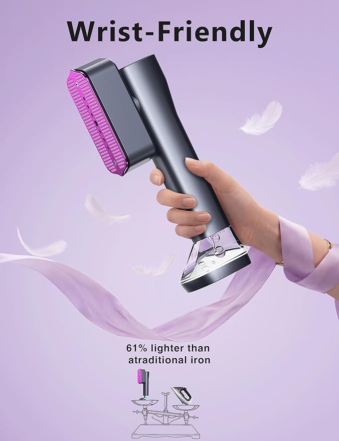 Steamer for Clothes,Portable Handheld Garment Steamer, 200ml Capacity,1000W 15s Fast Heat-UP, Leak-Proof Fabric Wrinkle Remover Ceramic Panel, 2-in-1 Dry & Wet Iron for Home and Travel- Gray&Purple