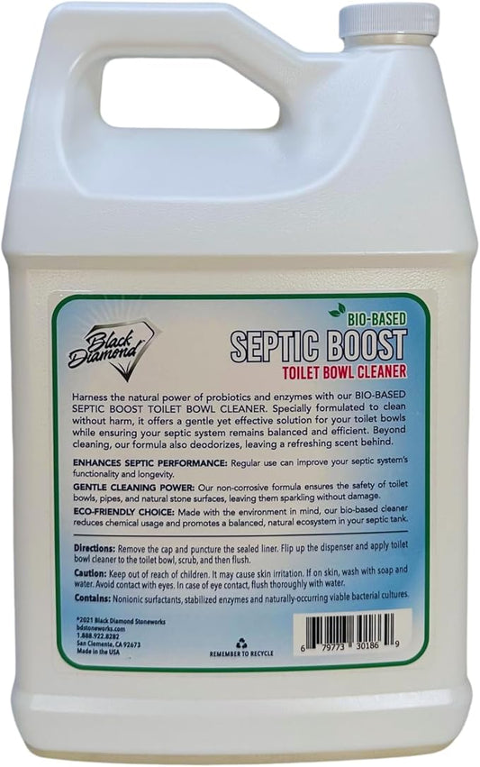 Septic Boost Septic Safe Toilet Bowl Cleaner - Acid-Free Toilet Cleaner with Enzymes for Septic Tank Treatment - Effective Cleaning & Deodorizing Bio-Based Liquid Toilet Bowl Cleaner (1-Gallon)