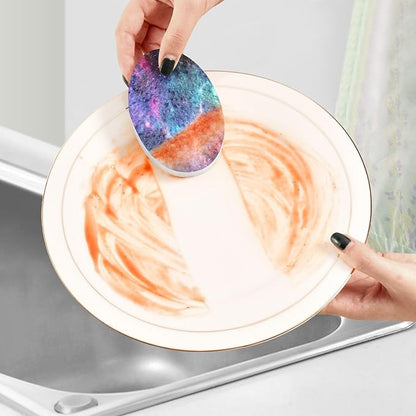 Galaxy Kitchen Scrub Sponges, Pop-up Kitchen Cleaning Sponges Reusable Dish Washing Sponges for Bathroom Household Cleaning 3 Pack - Non Scratch Scrubber