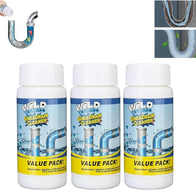 Upgrade Powerful Sink Drain Cleaner Powder - Powerful Sink and Drain Cleaner, Wild Sink and Drain Cleaner, Divine Cleaning Powder For Drains, for Kitchen Toilet Pipe Dredging (3pcs)